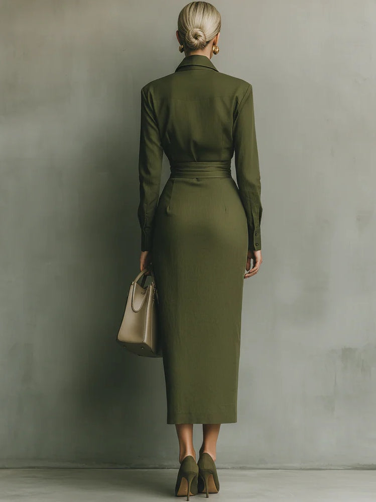 Kaelynne - Wrap Dress with Turned Collar
