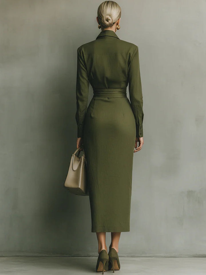 Kaelynne - Wrap Dress with Turned Collar