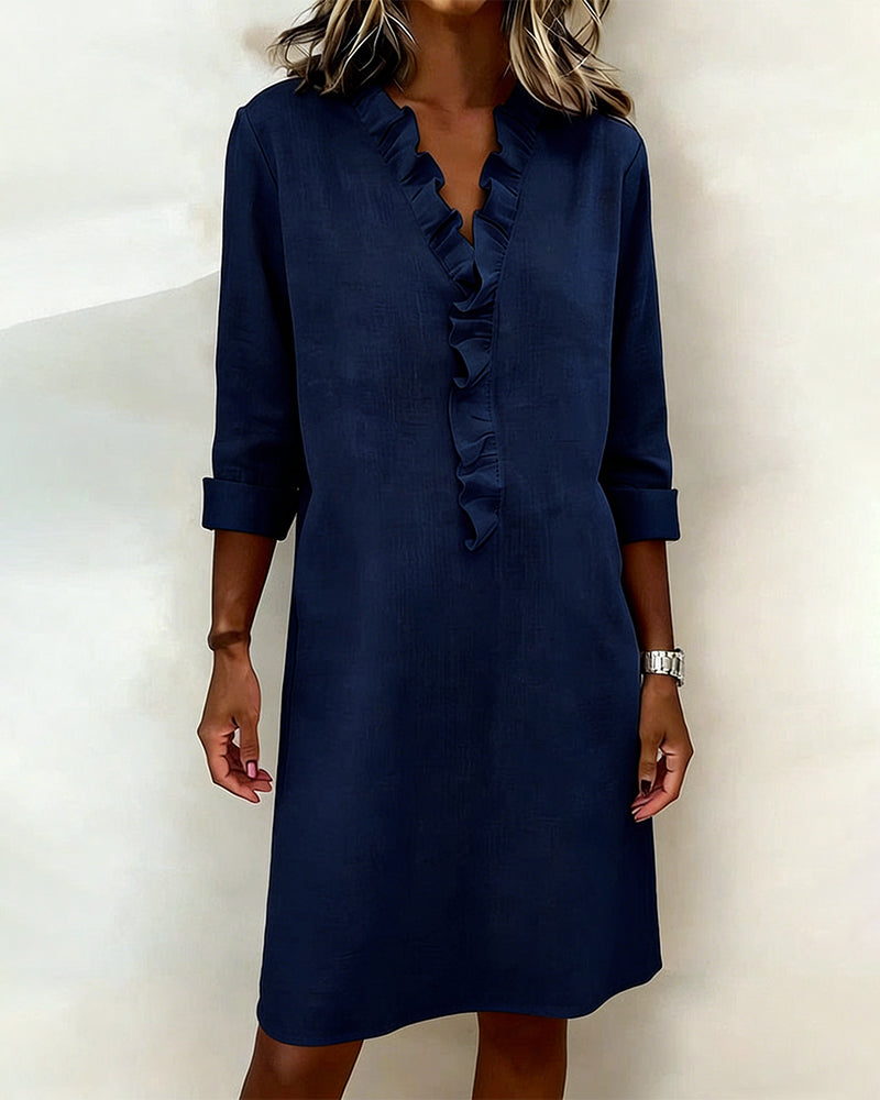 V-Neck Ruffled Dress