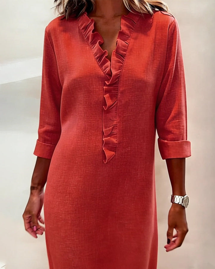 V-Neck Ruffled Dress