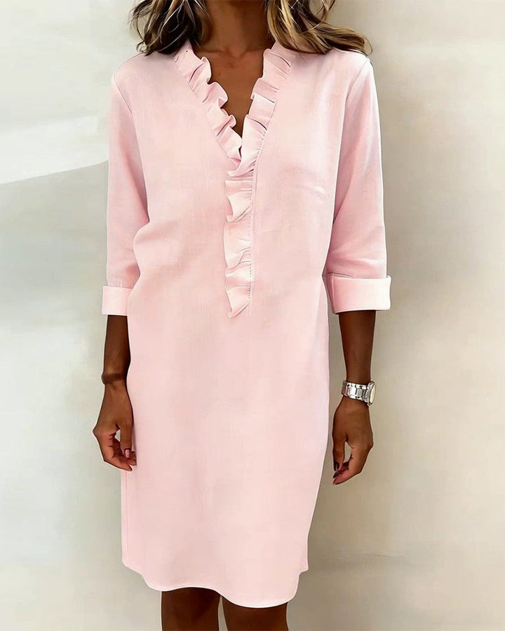 V-Neck Ruffled Dress