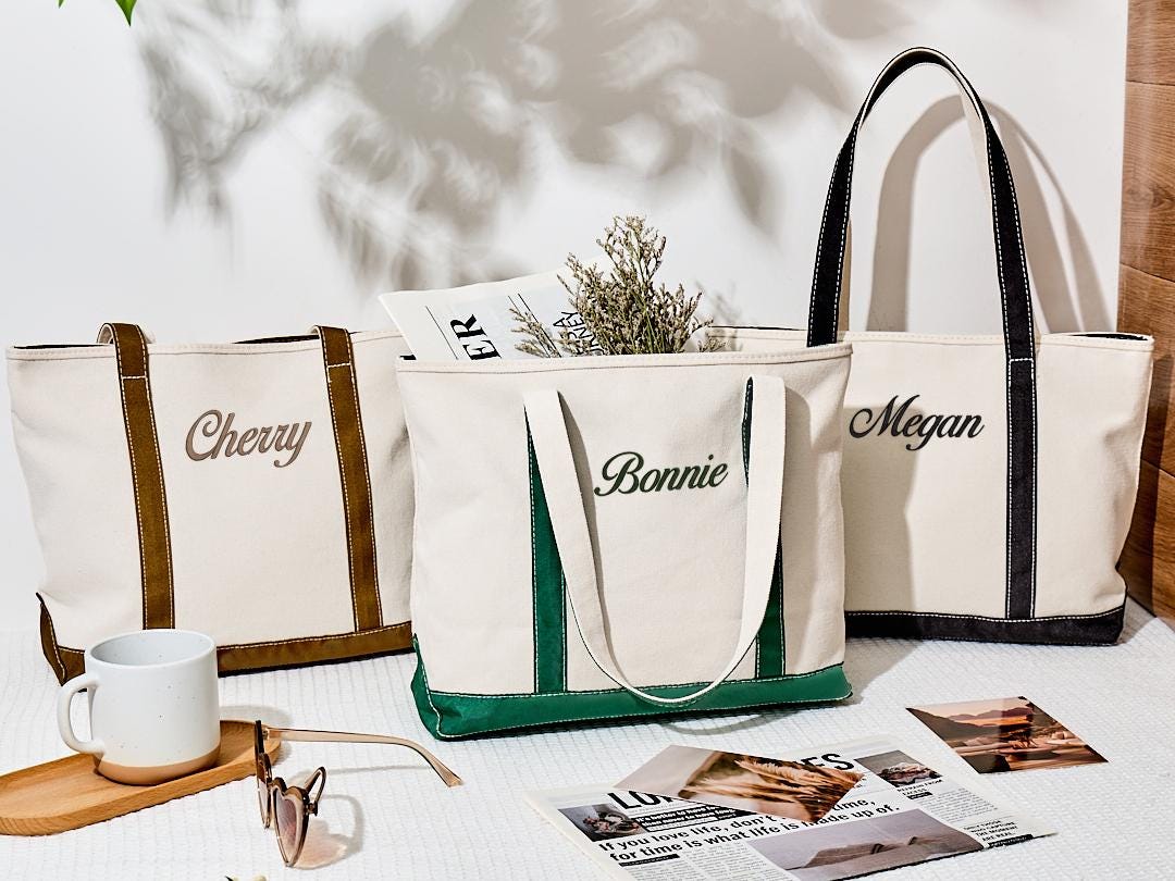 Custom Embroidered Canvas Tote Bag — Personalized Bridesmaid Gift