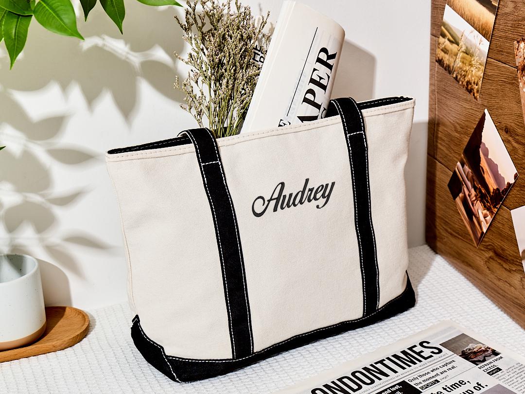 Custom Embroidered Canvas Tote Bag — Personalized Bridesmaid Gift
