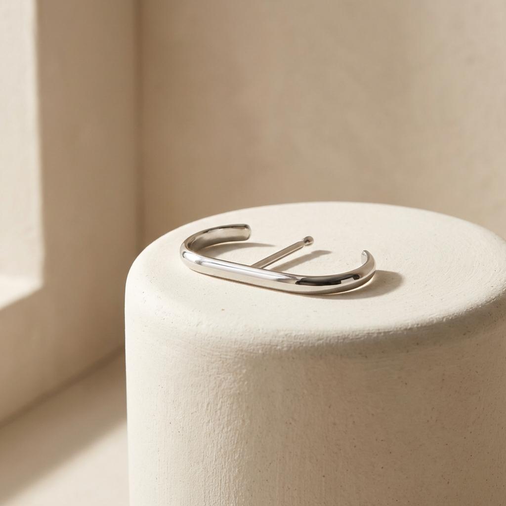 Suspender Earring Minimalist Silver Earring • Modern Geometric Ear Lobe Cuff • 24K Gold Plated Stud Bar • Simple Everyday Jewelry Gift