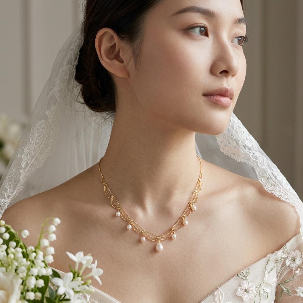 Freshwater Pearl Choker Necklace, Gold Pearl Drop Necklace, Layered Pearl Necklace, Bridal Wedding Necklace, Bridesmaid Jewelry
