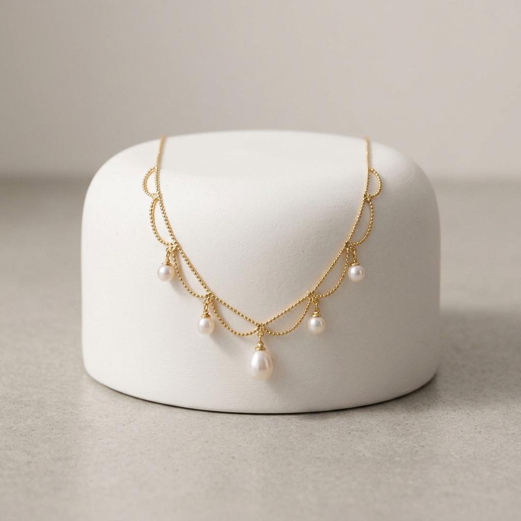 Freshwater Pearl Choker Necklace, Gold Pearl Drop Necklace, Layered Pearl Necklace, Bridal Wedding Necklace, Bridesmaid Jewelry