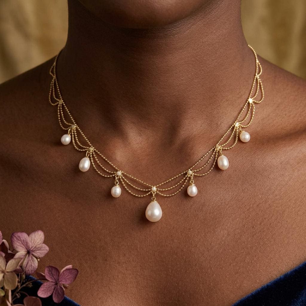 Freshwater Pearl Choker Necklace, Gold Pearl Drop Necklace, Layered Pearl Necklace, Bridal Wedding Necklace, Bridesmaid Jewelry