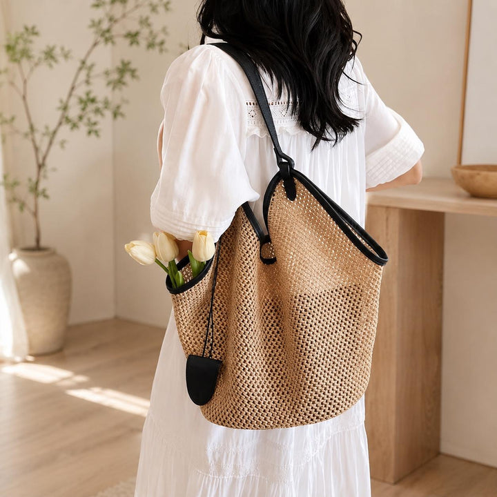 Woven Straw Tote Bag