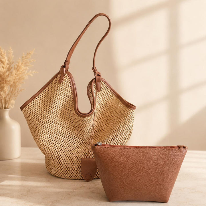 Woven Straw Tote Bag