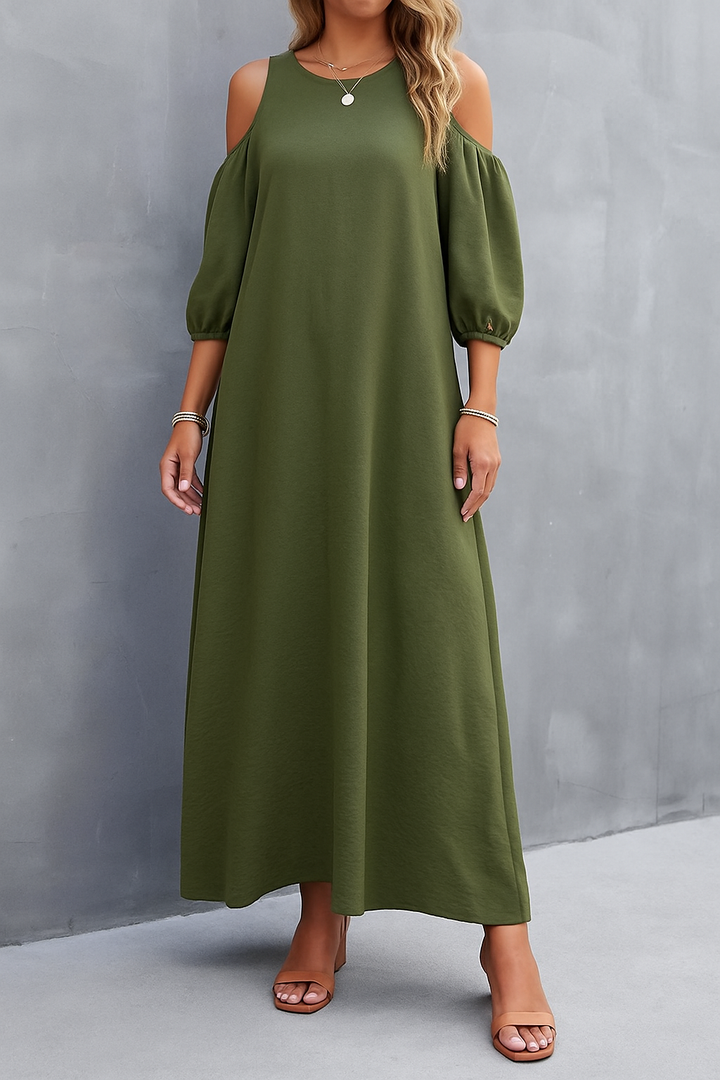 Elegant Off-the-Shoulder Lantern Sleeve Long Dress