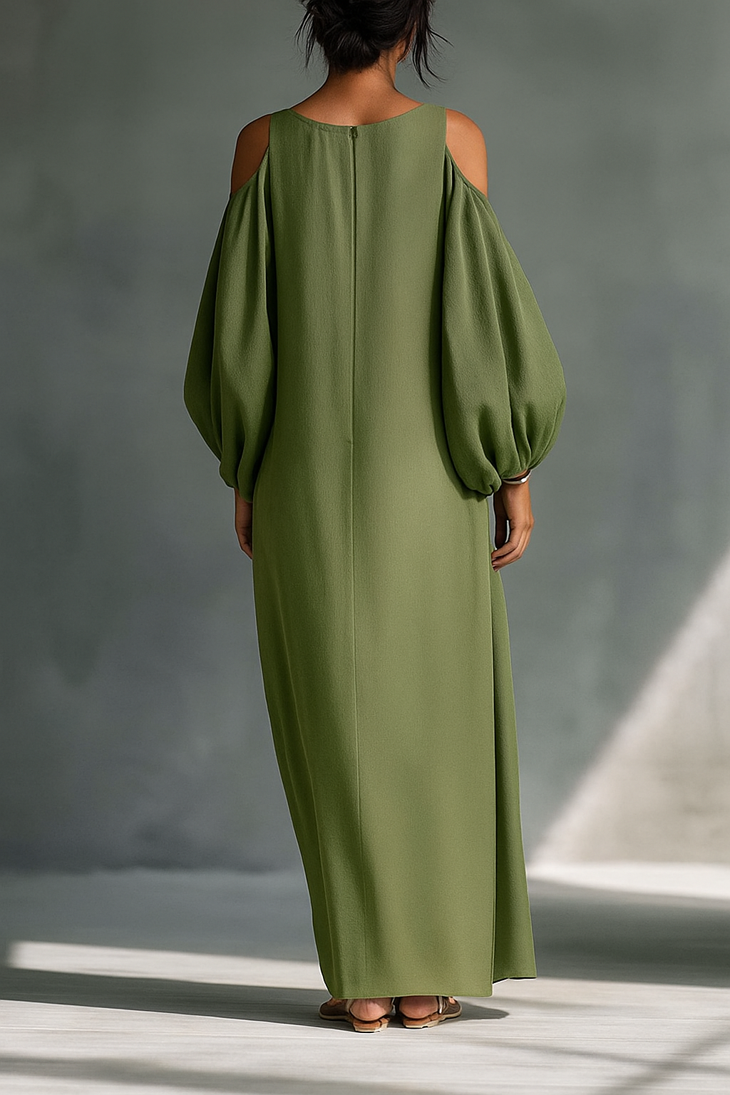 Elegant Off-the-Shoulder Lantern Sleeve Long Dress