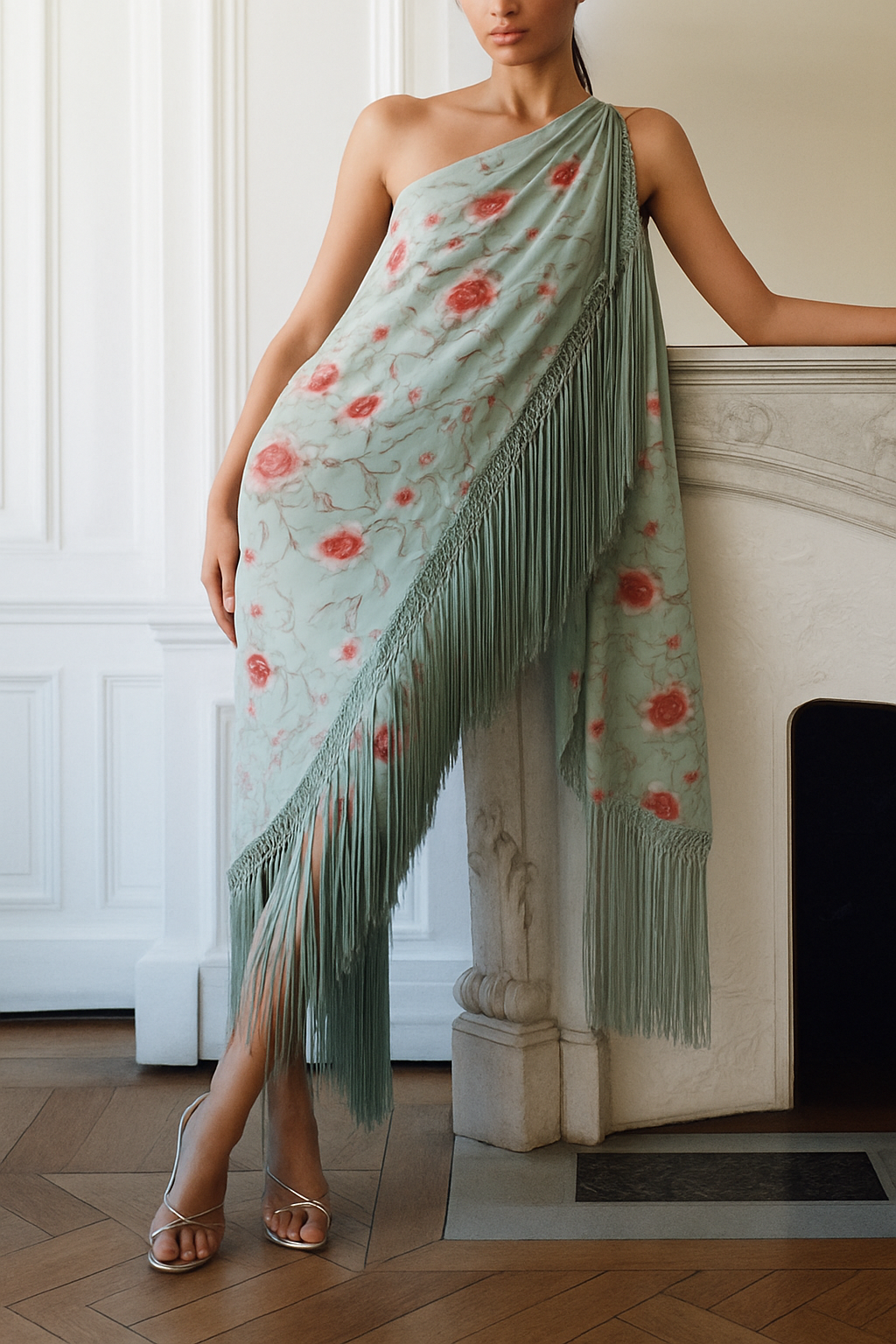 Floral Print Halter Neck Sleeveless Elegant Tassel Maxi Dress