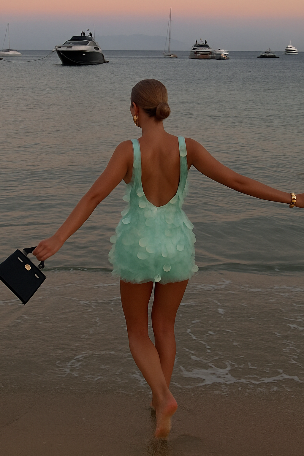 Shimmer and Glisten Sequin Boat Neck Sleeveless Open Back Mini Dress