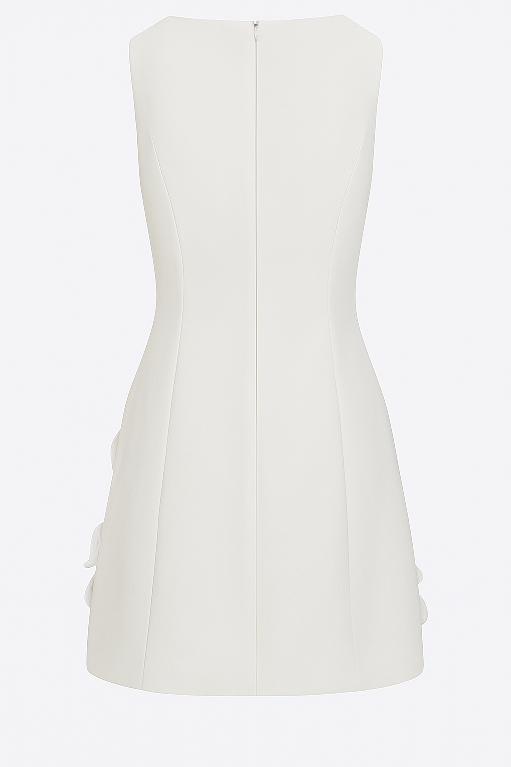 Delicate Silhouette Pearl Trim Cutout Neck Sleeveless 3D Florals Hem Mini Dress