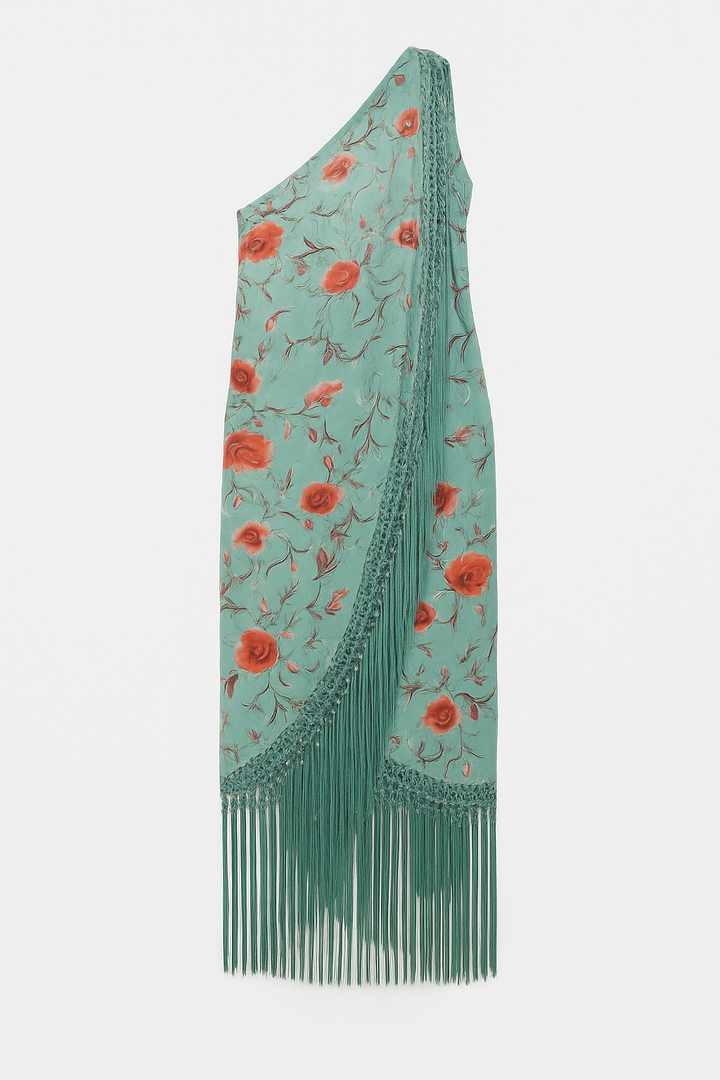 Floral Print Halter Neck Sleeveless Elegant Tassel Maxi Dress