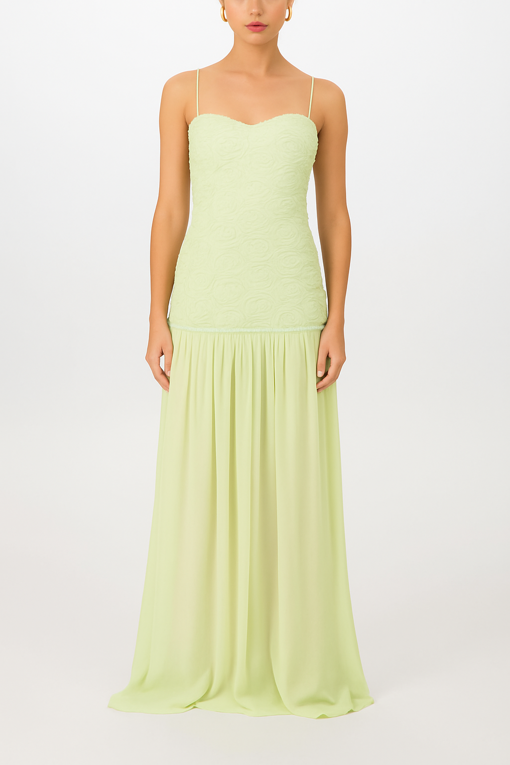 Stylish Three-dimensional Floral Chiffon Patchwork Strapless Elegant Maxi Dress