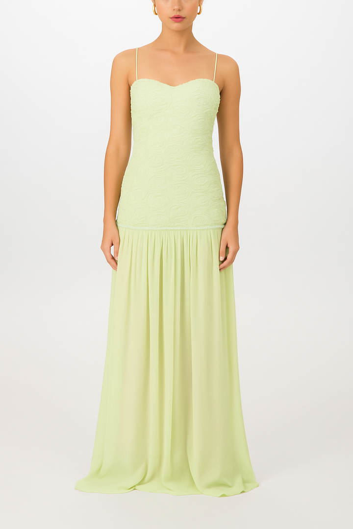 Stylish Three-dimensional Floral Chiffon Patchwork Strapless Elegant Maxi Dress