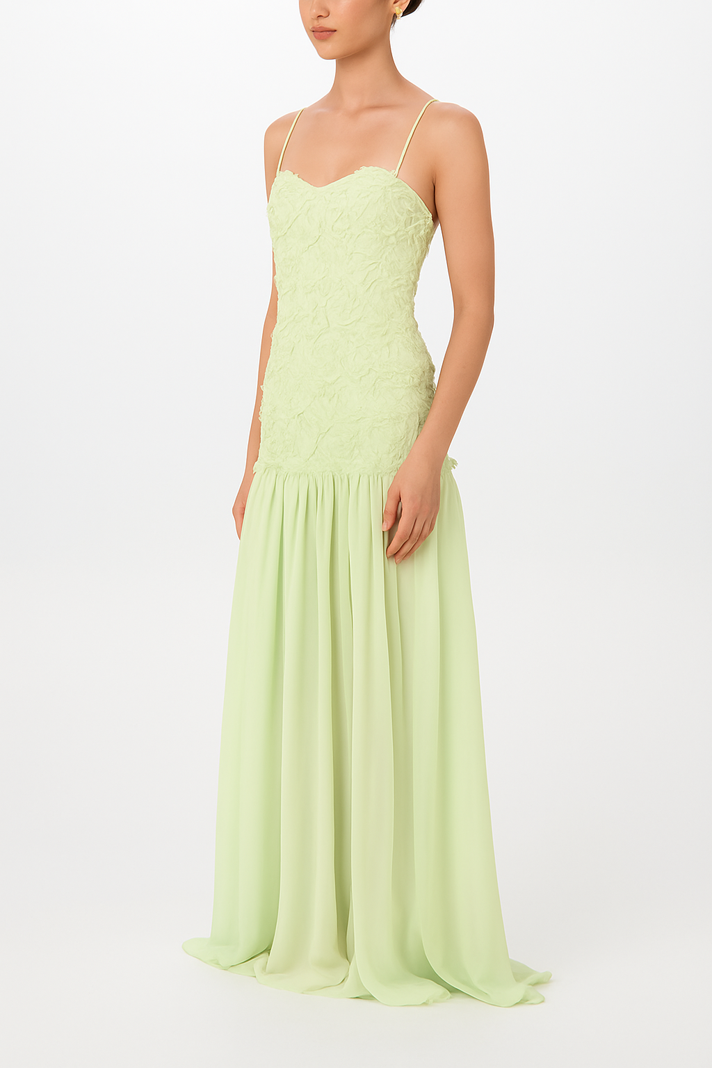 Stylish Three-dimensional Floral Chiffon Patchwork Strapless Elegant Maxi Dress