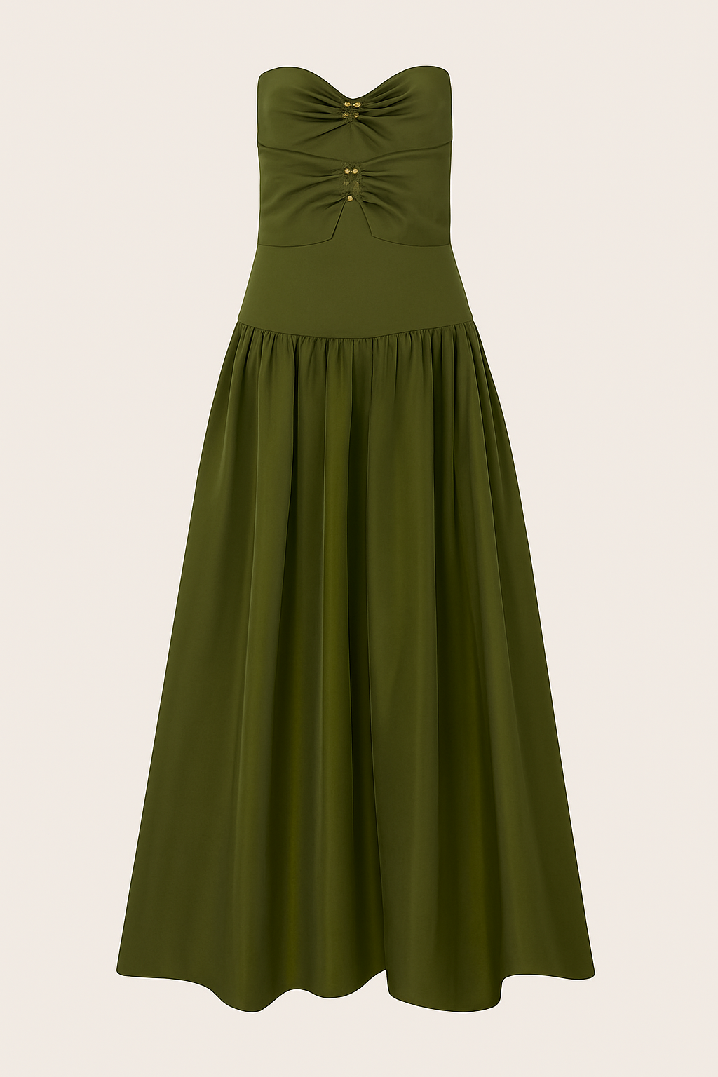 Elinna Silk Taffeta Crystal Rings Cut-out Detail Strapless Maxi Dress