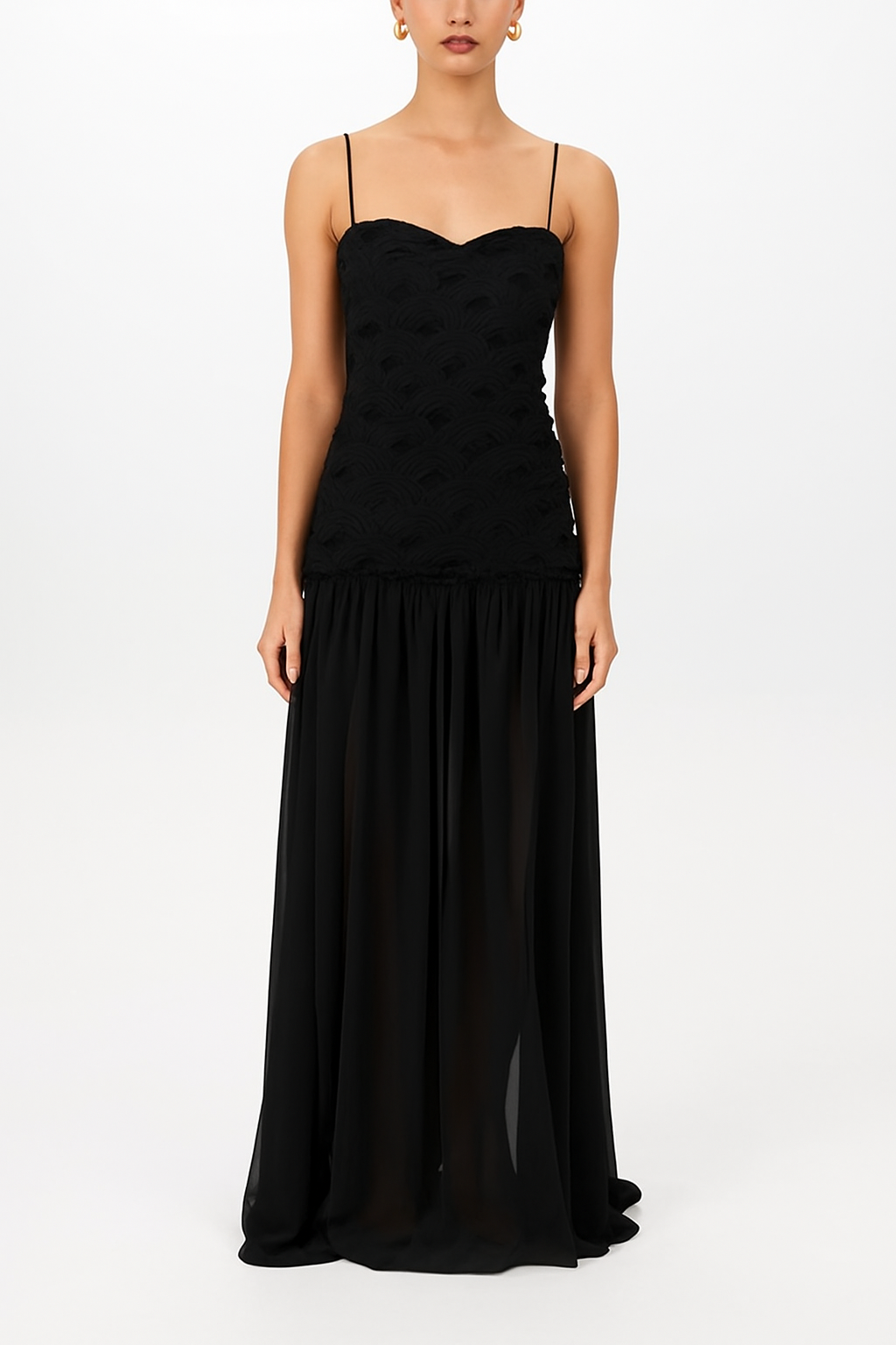 Stylish Three-dimensional Floral Chiffon Patchwork Strapless Elegant Maxi Dress