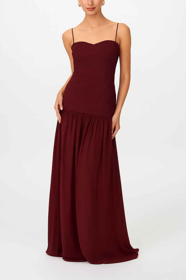 Stylish Three-dimensional Floral Chiffon Patchwork Strapless Elegant Maxi Dress
