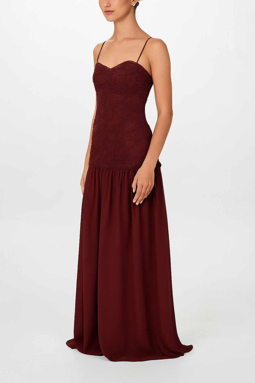 Stylish Three-dimensional Floral Chiffon Patchwork Strapless Elegant Maxi Dress
