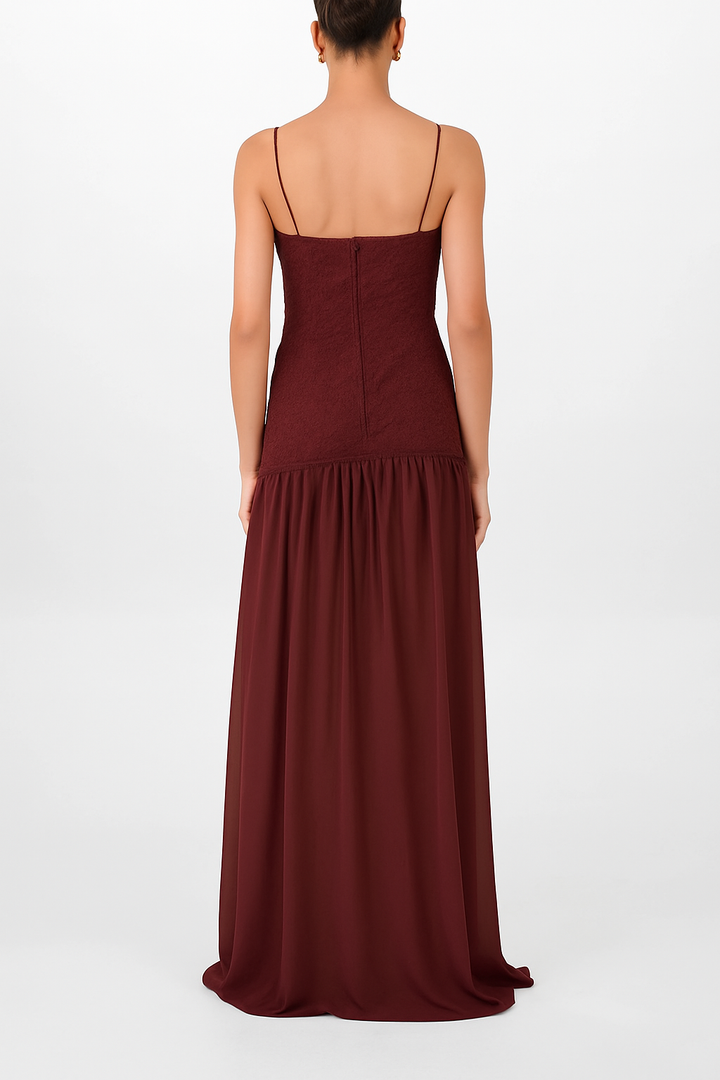 Stylish Three-dimensional Floral Chiffon Patchwork Strapless Elegant Maxi Dress