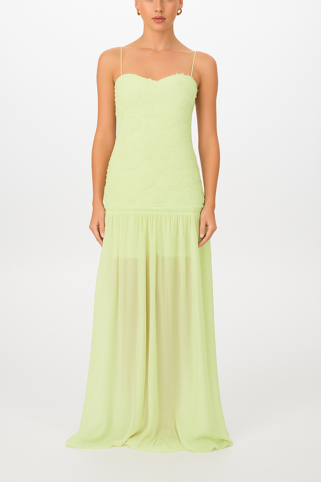 Stylish Three-dimensional Floral Chiffon Patchwork Strapless Elegant Maxi Dress