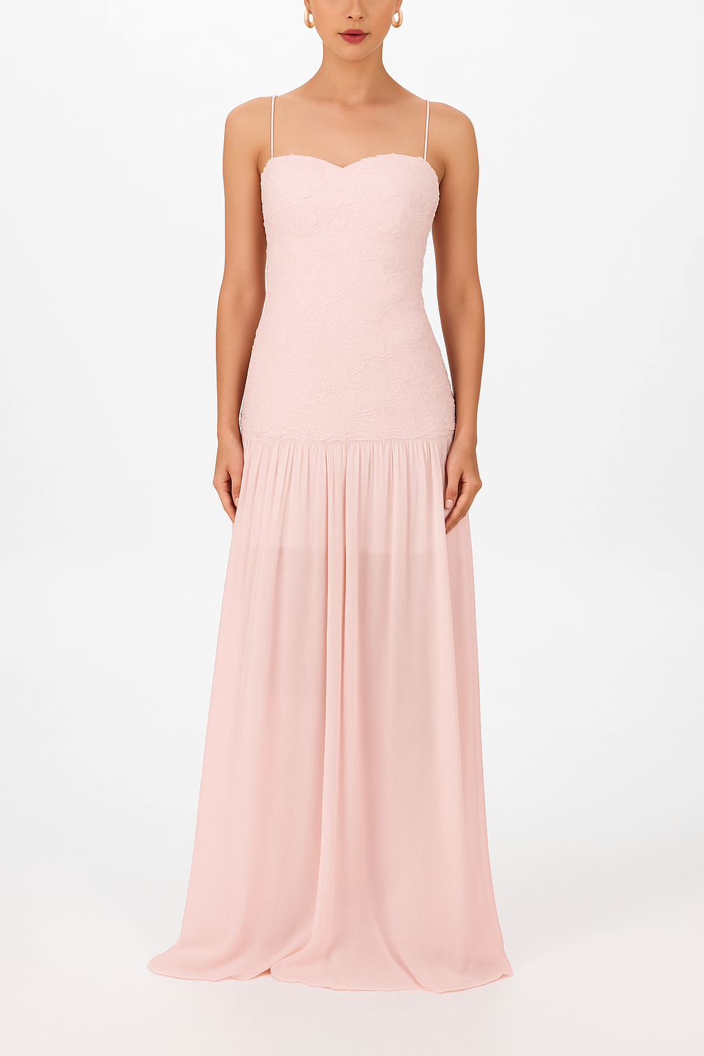 Stylish Three-dimensional Floral Chiffon Patchwork Strapless Elegant Maxi Dress