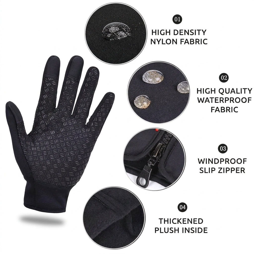 Thermal Gloves for Winter Cycling and Skiing – Unisex, Warm Fleece Lining, Touchscreen Compatible