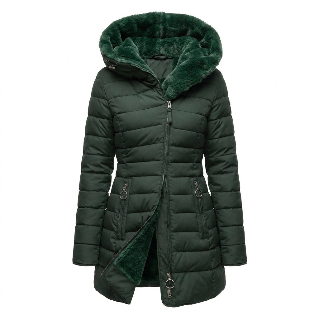 Women's Puffer Jacket – Long Hooded Quilted Winter Coat