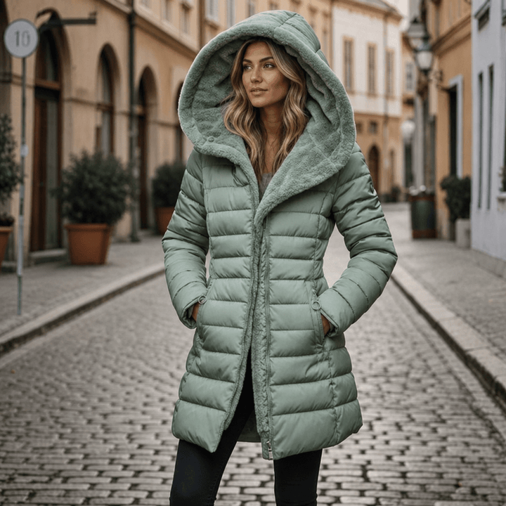 Women's Puffer Jacket – Long Hooded Quilted Winter Coat