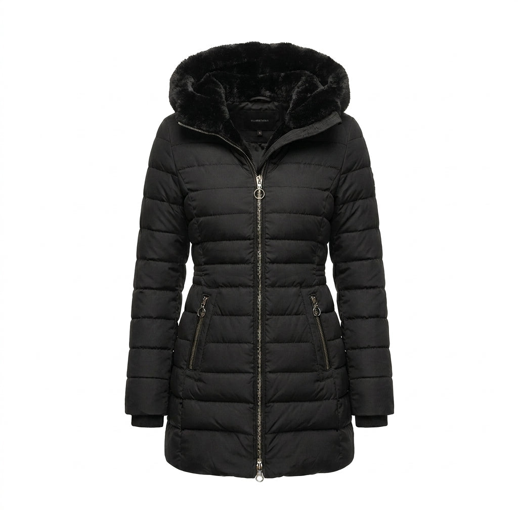 Women's Puffer Jacket – Long Hooded Quilted Winter Coat