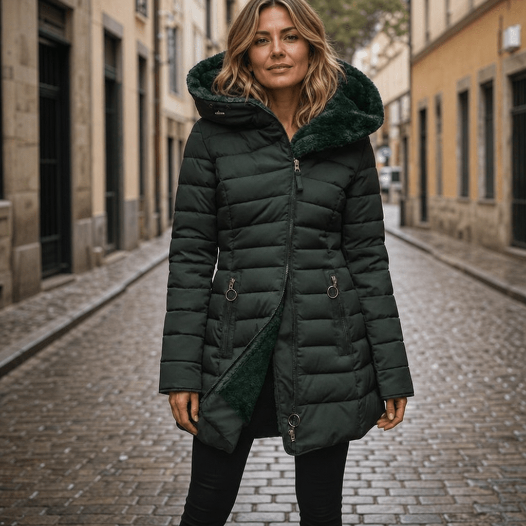 Women's Puffer Jacket – Long Hooded Quilted Winter Coat