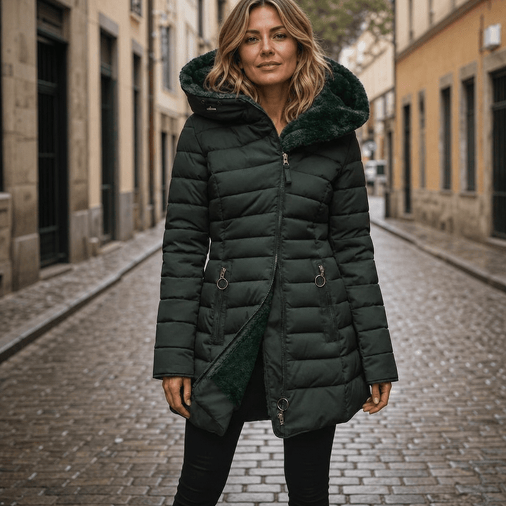 Women's Puffer Jacket – Long Hooded Quilted Winter Coat