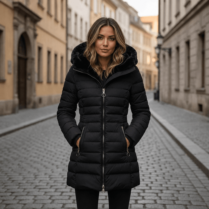 Women's Puffer Jacket – Long Hooded Quilted Winter Coat