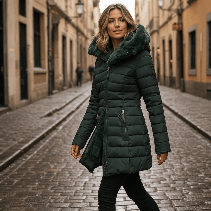 Women's Puffer Jacket – Long Hooded Quilted Winter Coat