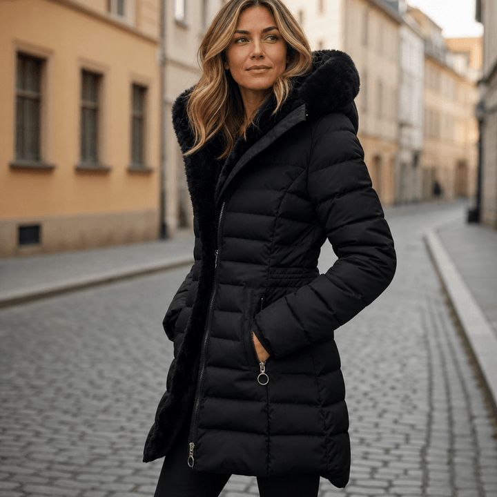 Women's Puffer Jacket – Long Hooded Quilted Winter Coat