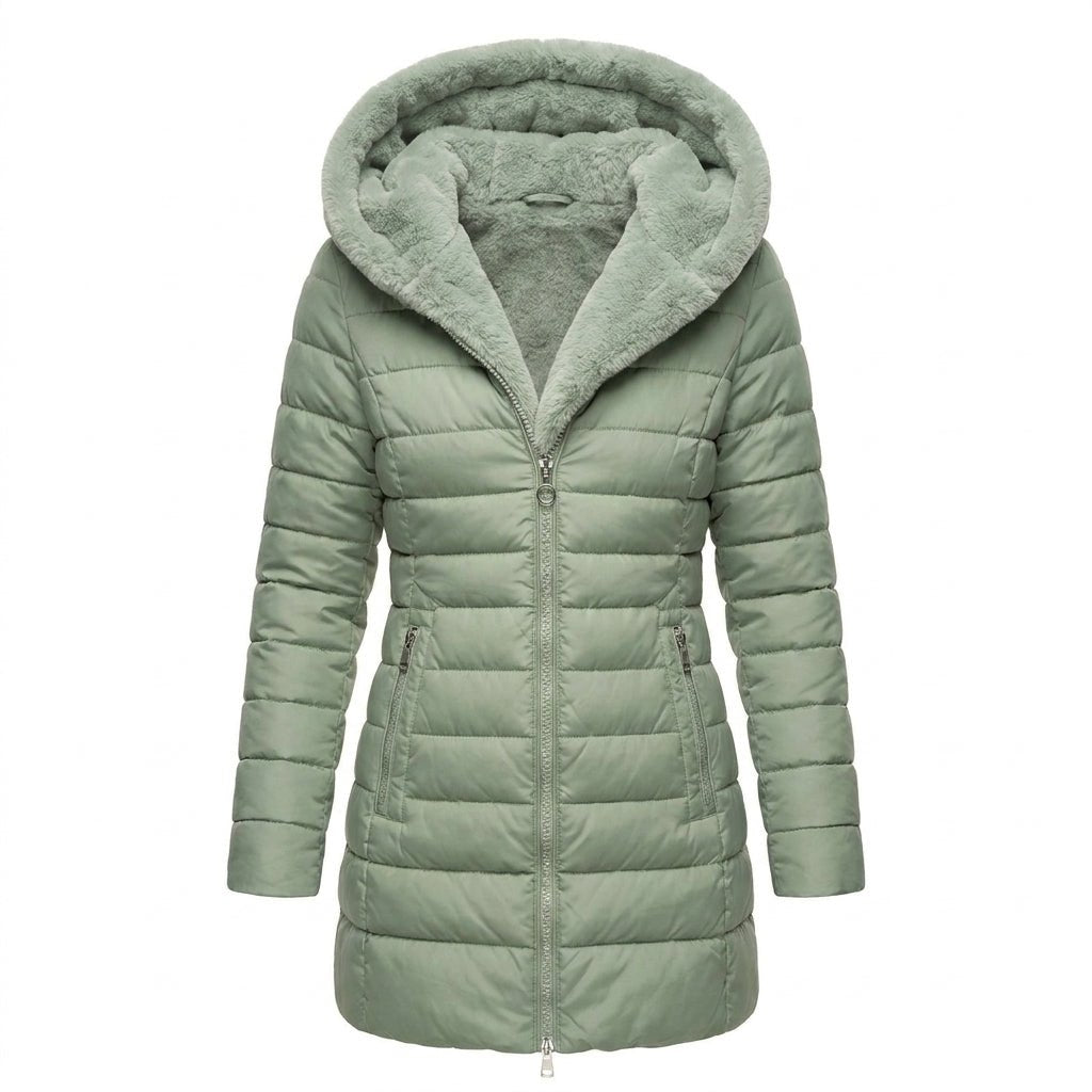 Women's Puffer Jacket – Long Hooded Quilted Winter Coat